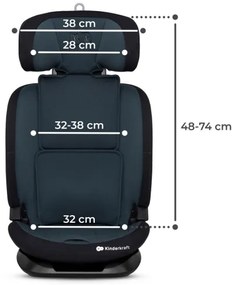 KINDERKRAFT - Seggiolino auto ONETO 3 i-Dimensioni (76-150 cm) + Isofix Graphite nero