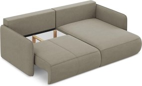 Divano angolare beige allungabile/con contenitore (con penisola a destra) Nanea – Makamii