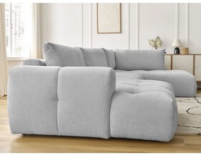 Divano angolare grigio chiaro allungabile e con contenitore (penisola a destra/a U) Fuji – Bobochic Paris