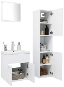 Set mobili da bagno bianco in legno multistrato