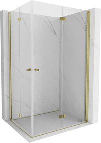 Mexen Mist-F Duo cabina doccia ripiegabile destra 70 x 90 cm, trasparente, oro spazzolato - 8A6-070L-090P-55-00