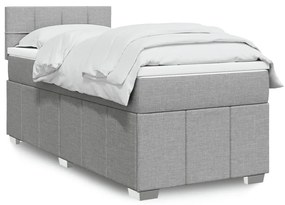 Giroletto A Molle Con Materasso Grigio Chiaro 80x200 Cm Tessuto /