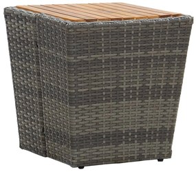 Set da bistrò 3 pz con cuscini grigio polyrattan e vetro