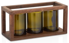 Candeliere 13x28 cm legno/vetro