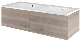 Mobile sottolavabo e lavabo Neo Line per doppia vasca rovere grigio L 120 x H 32 x P 48 cm 2 cassetti