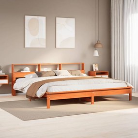 Letto Senza Materasso Marrone Cera 180x200 Cm İn Legno Di Pino /