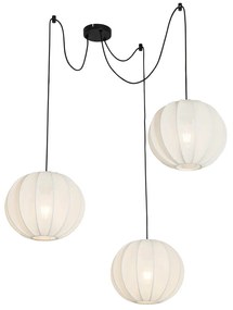 Lampada a sospensione di design bianca in seta 30 cm 3 luci - Plu