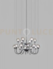 Puppet sospensione 18p fume' trasparente nero opaco 18 luci attacco g9