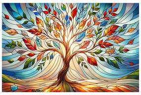 Quadro su tela – Albero della vita in vetrata colorata