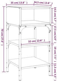 Comodini 2 pz Rovere Marrone 35x34,5x70 cm in Legno Multistrato