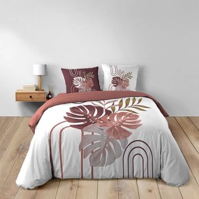 Set copripiumino e federa bianco/rosa in cotone per letto matrimoniale ed esteso 240x220 cm Astria – douceur d'intérieur