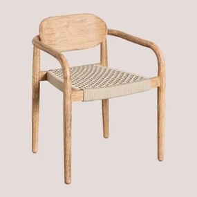 Pack 4 sedie da giardino in legno con braccioli Naele Beige Crema - Sklum