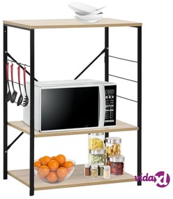 vidaXL Mobile Microonde Nero e Rovere 60x39,6x79,5cm Legno Multistrato