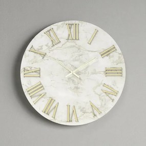 Orologio HAROLD rotondo D60 cm in legno rivestito con parato Oro