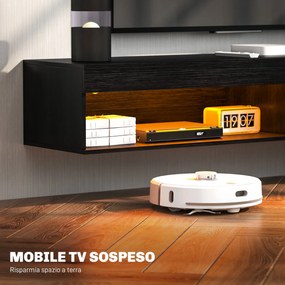 Mobile TV fino 75" Sospeso con Luci LED 16 Colori e Telecomando 180x40x30 cm Nero...