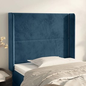 Testiera Ad Orecchio Blu Scuro 83x16x118/128 Cm İn Velluto /