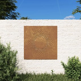 Decorazione Muro Da Giardino 55x55 Cm Sole İn Acciaio Corten /
