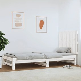 Testiera Da Parete Bianca 82,5x3x60cm İn Legno Massello Di Pino /