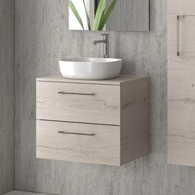 Mobiletto bagno 60 cm con due cassetti e piano per lavabo appoggio EL-60P - KAMALU