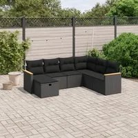 Set Divani da Giardino con Cuscini 7pz Nero Polyrattan 3265325