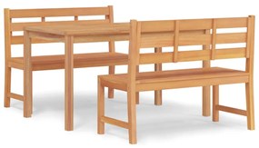 Set da Pranzo per Giardino 3 pz in Legno Massello di Teak