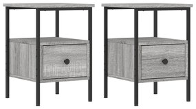 Comodini 2pz grigio sonoma 34x36x50 cm in legno multistrato