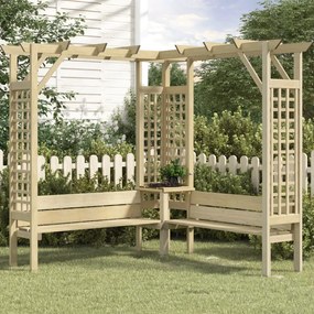 Pergola Angolare Con Panca İn Legno Di Pino Impregnato /