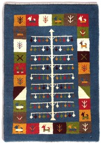 Gabbeh Tappeto 90 x 60 Blu (Iran) Annodato A Mano