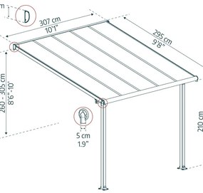 Pergola Olympia in alluminio struttura grigio scuro L 300 x P 295 x H 305 cm