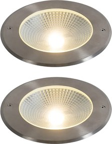 Set di 2 faretti da terra moderni in acciaio con LED 20W - Bridge