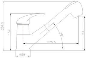 Aqualine - Miscelatore per lavello KASIOPEA 20 cm cromo lucido