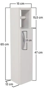 Mobiletto con porta carta igienica STAR 65x15 cm bianco