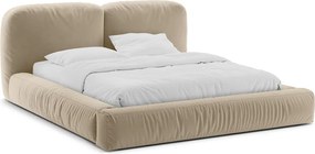 Letto matrimoniale imbottito beige con contenitore con rete inclusa 180x200 cm Martina – Micadoni