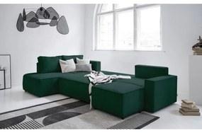 Divano letto angolare in velluto a coste verde scuro Brave Dave - Miuform