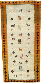 Gabbeh Tappeto 90x190 Beige (Iran) Annodato A Mano