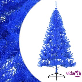 vidaXL Albero di Natale Artificiale a Metà con Supporto Blu 210 cm PVC