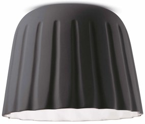 Plafoniera Piccola Vintage Decò Madame Gres Ceramica Grigio Nerastro 1 Luce E27