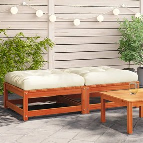 Poggiapiedi Giardino Con Cuscini 2pz Marrone Cera Massello Pino /
