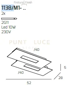 Wally applique-plafoniera 2 luci(composto da 2 pz. 1138-40-ne) 1138...