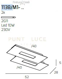 Wally applique-plafoniera 2 luci(composto da 2 pz. 1138-40-ne) 1138...