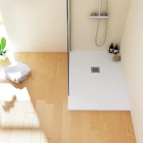 Piatto doccia SANYCCES in fibra di vetro Logic bianco L 80 x L 150 x H 3 cm opaco effetto ardesia