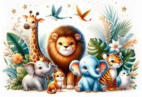 Quadro su tela – Re della giungla con i suoi dolci amici