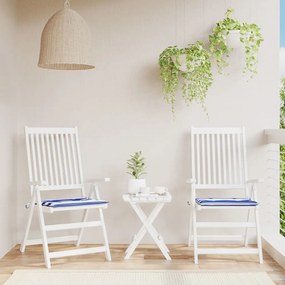 Cuscini Per Sedia 2 Pz Strisce Bianche E Blu 40x40x3 Cm Tessuto /