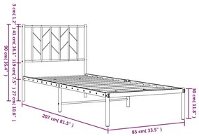 Giroletto con Testiera Metallo Bianco 80x200 cm