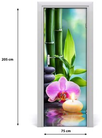 Poster adesivo per porta Orchidea e bamb? 75x205 cm