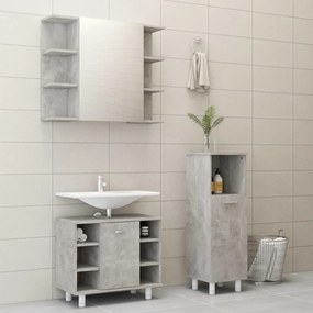 Set mobili da bagno 3 pz grigio cemento in truciolato