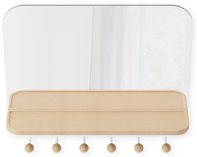 Appendiabiti da parete in legno di faggio bianco naturale con ripiano Estique - Umbra