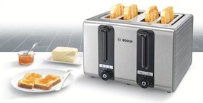 Bosch - Haushalt TAT7S45 Tostapane 4 bruciatori, Funzione toast Grigio, Nero