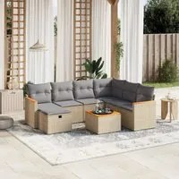 Set Divano da Giardino 8 pz con Cuscini Beige Misto Polyrattan 3265336