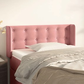 Testiera Ad Orecchio Rosa 83x16x78/88 Cm İn Velluto /